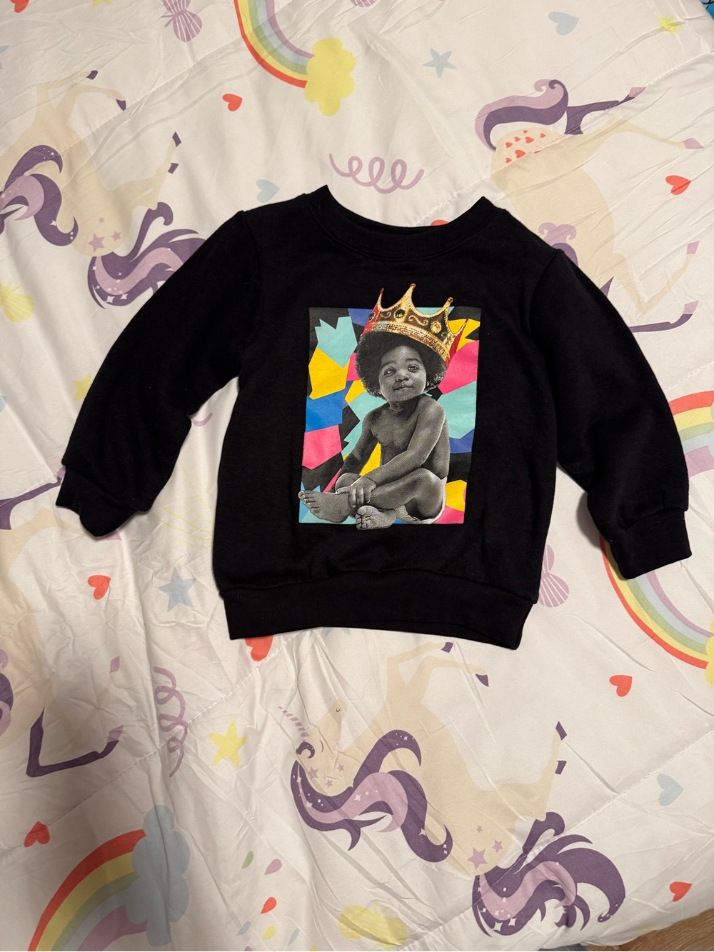 Kids Black Pullover Sweatshirt with Crown Baby Graphic Notorious B.I.G.